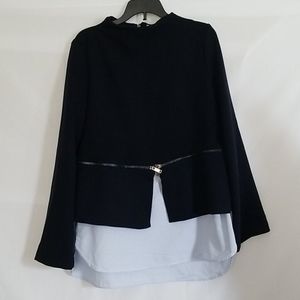 Zara Women's Long sleeve Navy Blue Medium Blouse